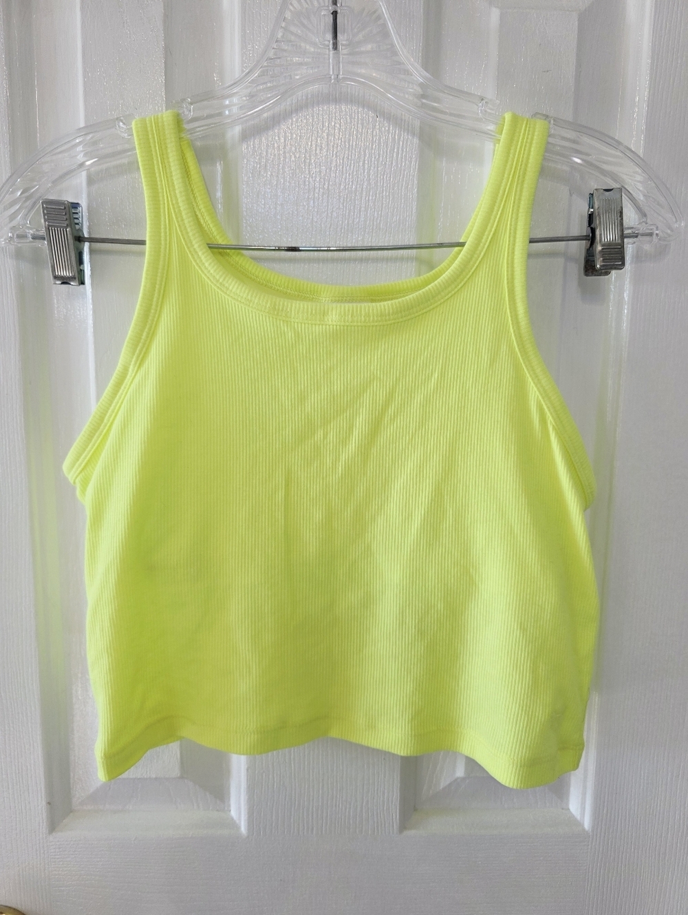 Victoria's Secret Neon Yellow Ribbed Crop Tank Top